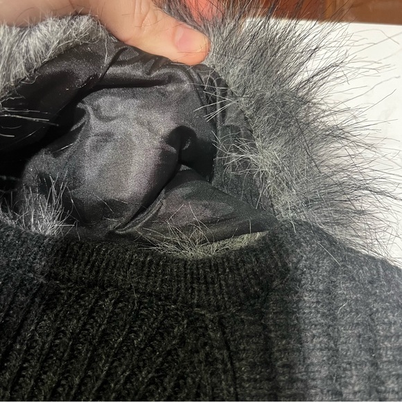 Cynthia Rowley Belted Cardigan Charcoal Gray Fur Collar Silver Size Large Wool - Picture 9 of 12